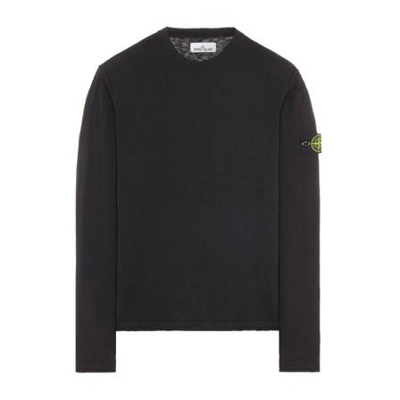Stone Island, 502B0 Stocking Stitch Cotton-Nylon Zwart, Heren, Maat:S