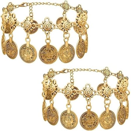 2 stk. Dame Strandankler (Guld) Tribal Møntkvaster Gypsy Ankelkæde Justerbar Boheme Ankelkæde Smykker[DS]