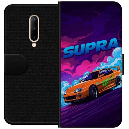 Kompatibelt Lommeboketui til OnePlus 7 Pro Toyota Supra i drift med neonfarget røyk, fartfølelse og nattlig gatebilløpmiljø