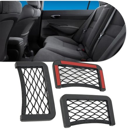 3 Delar Universal Bilorganisatör Mesh Förvaringsväska Nätficka Telefonhållare Nät