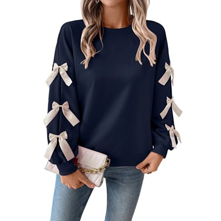 Naisten pyöreäkauluksinen collegepaita nauhoilla, jouluinen tyyli