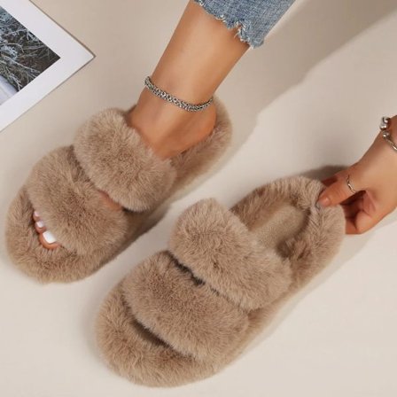 Tøfler Dame Vinter Varme Plysj Tøfler Sklisikre Flop Tøfler