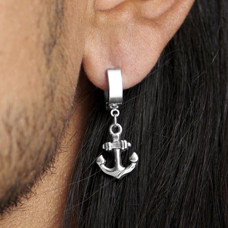 Boucle d'oreille ''Levez l'ancre'' pour hommes - Boucles d'oreille avec pendentif