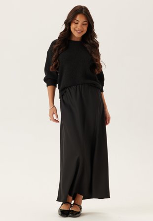 BUBBLEROOM - Satin Midaxi Skirt - Black