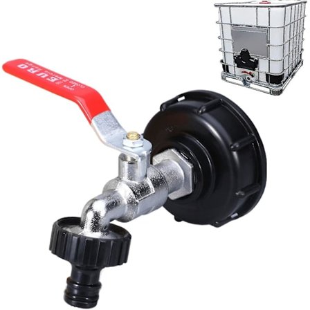 1 stk. 3/4" Plastbeholderhane-adapter 1000l med slangehane-adapter, Ibc-hane-stik S60x6, Havehane til opsamling af regnvand
