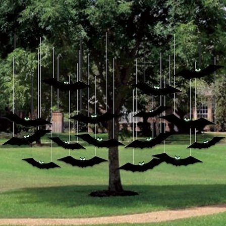 16 kappaletta Halloween ulkoilma nurmikon koristeita kauhu lepakot hehkuvilla silmillä roikkuvat piha puu kyltit