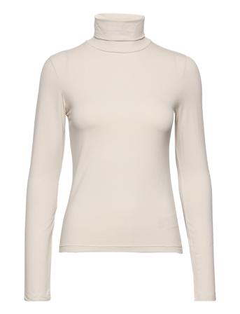 Stacked Logo Ls Roll Neck T-shirts & Tops Long-sleeved Creme Calvin Klein Jeans
