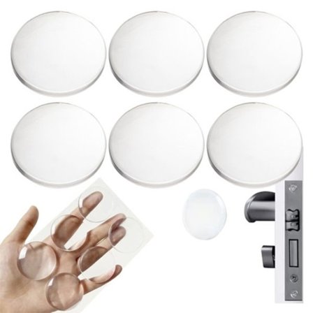 Väggskydd Dörrstopp – Självhäftande transparenta skydd Transparent 6-pack