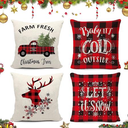 Joulupukki Merry Christmas Tyynyliina 45*45cm Pellava cover maalaistalon talviloman koristelu