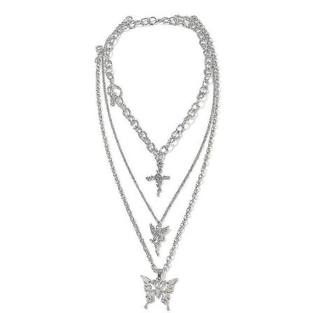 Lager på lager Chunky Kedja Choker Toggle Halsband Smyckesset Lager på lager Fjäril Kors Ängel Hänge Statement Halsband