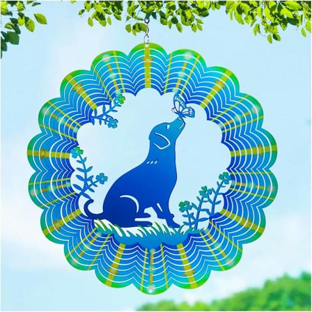 Havedekoration - 3D vindspil - Labrador Hund Vindspil Gaver til Kvinder/Mænd 30 cm