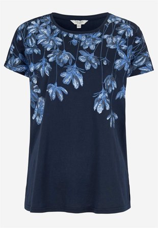 Cellbes of Sweden - Jerseytop med korte ærmer i marine / blomstret til damer i størrelse 54/56