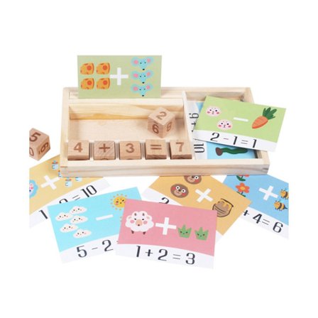 Piirroskorttien Puinen Matemaattinen Laskutoimintojen Kuutiot Esikoululelu