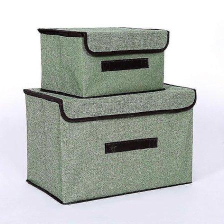 Tvådelad Vikbar Förvaringskorg, Vikbar Korg, Med Pappförstärkning (Ljusgrön)