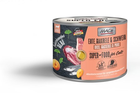 Mac's Super Food for Cats Gourmet And, Makrell og Svin - 6x200g
