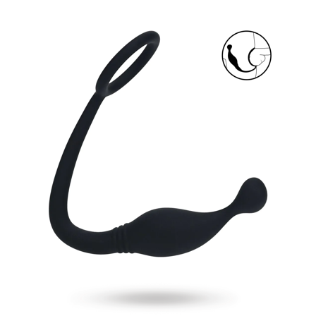 Silicone Cockring with Prostate Stimulator - S - Black