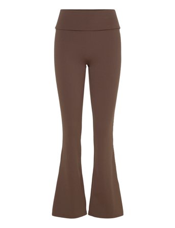 Weekday Folded Waist Flared Yoga Tights - Brown - XS