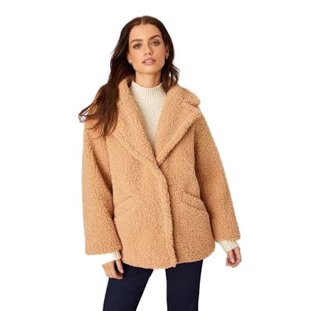 Dorothy Perkins, dam/dam, kort teddyfleece Petite Coat