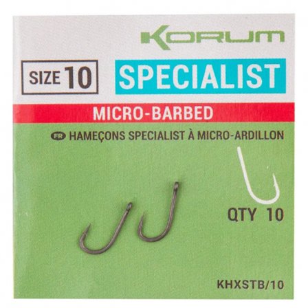 Korum XPERT Specialist Micro Barbed Hooks - #10
