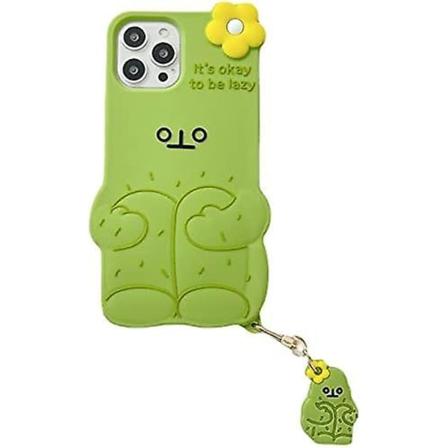 Ultra Tjockt Och Mjukt Silikonfodral, Cartoon Färg Söt, Rolig Och Söt (gula Blommor, Grön Kaktus, Charmig, Passar För Iphone 13 Pro)