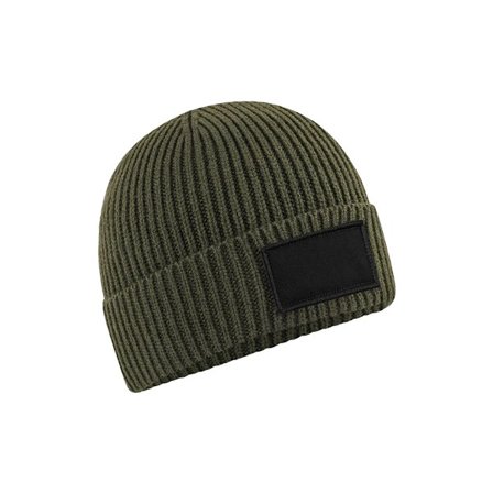 Beechfield Fashion Woven Patch Beanie One Size Military Green/B