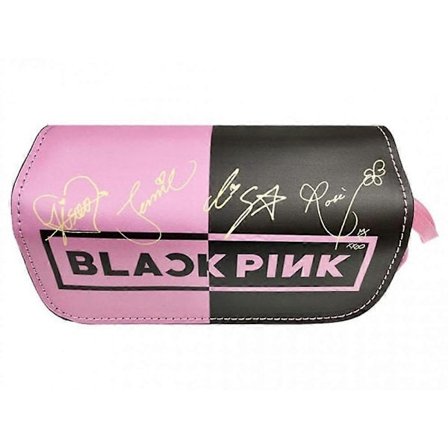 Blackpink - Penalhus med stor kapacitet, lærreds penalhus med lynlås til studerende, kosmetiktaske, penholder, skoleartikler, Blackpink