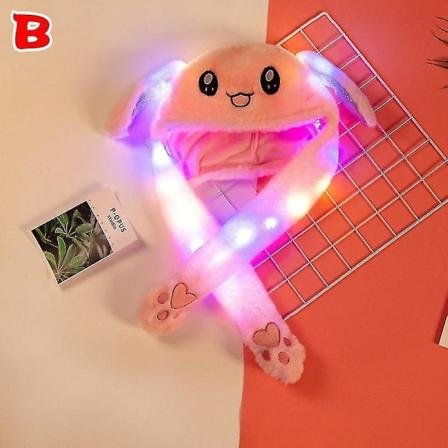 60cm Sød Kanin Pikachu Plys Hue Med Bevægelige Ører Lysende Hat Gave Til Baby Børn B