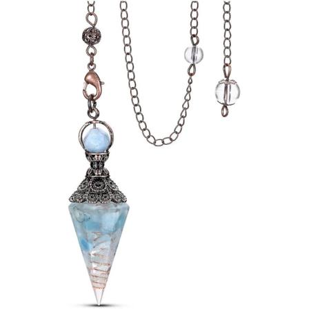 Akvamarin Resin Krystal Pendul 6 Facetteret Spids Ædelsten Reiki Healing Penduler Til Dowsing Scrying Divination Meditation