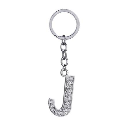 Enkel Stilig bokstavnøkkelring Metall Rhinestones nøkkelring Alfabet nøkkelring Veske Anheng Charm Bursdagsgave (bokstav L) J