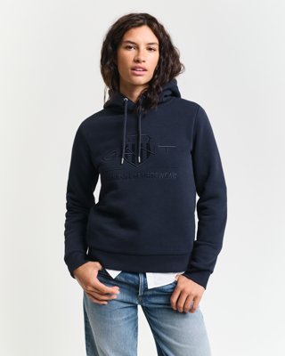 GANT - Archive Shield hettegenser med ensfarget logo til dame evening blue