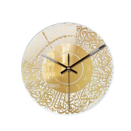 Läpinäkyvä seinäkello, akryylikello makuuhuoneen olohuoneen koristelu, kulta