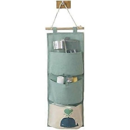 Förvaringsväska för dörr // Hängande dörrförvaring i bomull med fickor (3 fickor, grön)