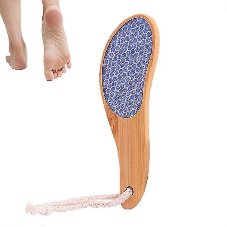 Glass Fotfil Fotskrubber For Død Hud Med Bambushåndtak - Hælfil Kallusfjerner For Våte Og Tørre Føtter, 8 * 6,5 cm