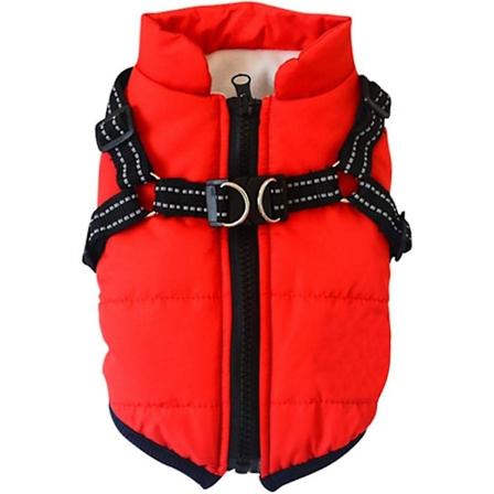 Hundjacka Vinterväst Jackor Hundkappa Hundtröja Husdjur Skiddräkt Ärmlös Bomullsstoppad Väst - Röd