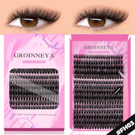 GROINNEYA DIY Ögonfransförlängningskit Individuella Fransar Kluster Faux Mink Ögonfransförlängning Mix set med Franslim och Försegling Makeup