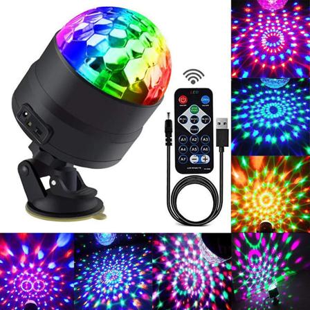 Disco Ball Party Lights Bärbara Roterande Ljus Ljudaktiverat Led Strobe Light Med 7 Färger