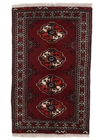 Noué À La Main Turkaman Tapis 61X96 Persan De Laine Noir/Marron Petit