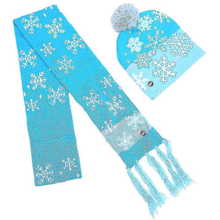2 st Led Light Up Tomteluva Christmas Light Up Scarf Set Festlig julmössa Mössmössa till julfest