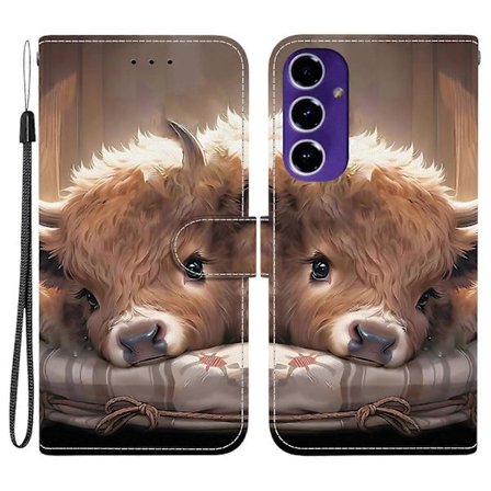 Læderetui med stativ, tegnebog, mønstertryk og håndledsrem til Samsung Galaxy A16 5G/4G