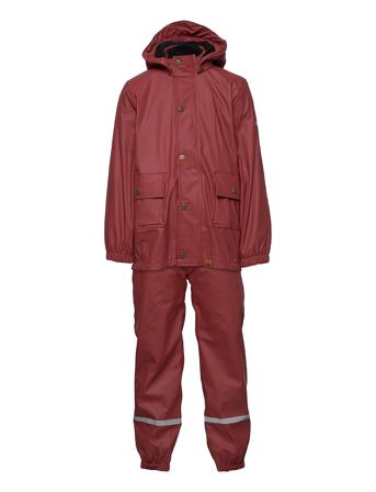 Pu Rain Set W. Sherpa Lining/Susp 104 Red Mikk-Line