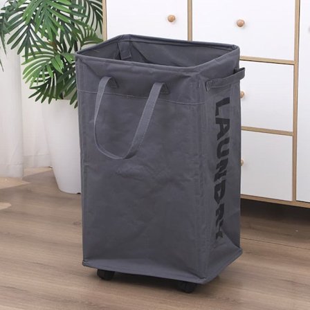 Pyykkikori pyörillä – 48/75L rullaava pyykkisanko irrotettavalla pyykkipussilla