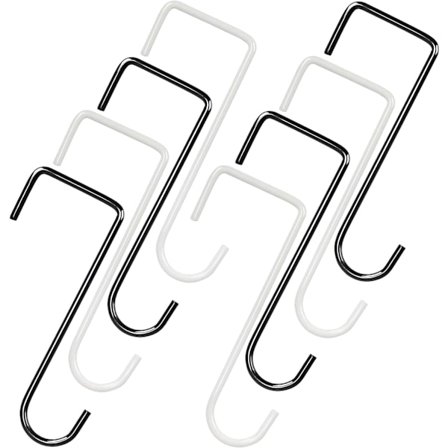 8 stk. 15 cm hegnskroge (sort og hvid) Heavy Duty dørkroge Havekroge Plantekroge Vægbeslag Indendørs og udendørs blomster og fuglefoder