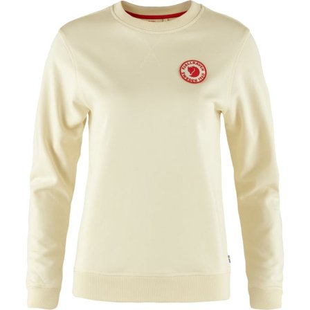 Fjällräven Women's 1960 Logo Badge Sweater in Chalk White | Size: 2XS, Organic Cotton