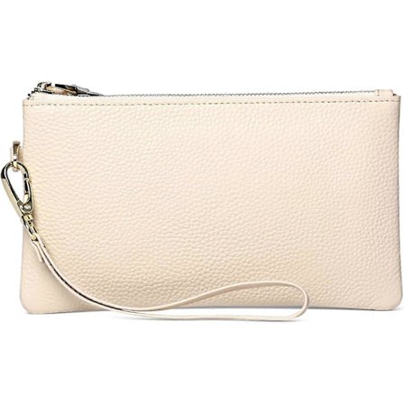 Rannekelaukku naisille, RFID-suojattu clutch-laukku naisille, aitoa nahkaa oleva käsilaukku naisille rannehihnalla ja vetoketjullisella 