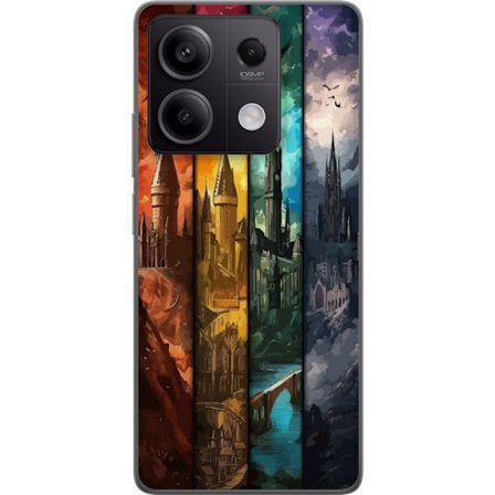 Kompatibel Mobilcover til Xiaomi Xiaomi Redmi Note 13 Fire magiske slotte i forskellige elementfarver, episk fantasykunst med ild vand luft og mørke