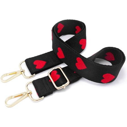 Axelrem för handväska (svart och röd), axelremsväska justerbar ersättningsrem kvinnor DIY väska ersättningsväska handväska rem