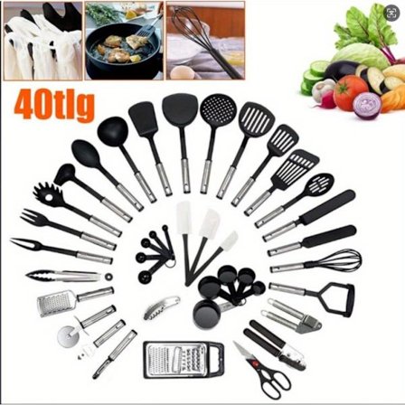 40 kpl Keittiövälineiden setti tarttumaton kuumuutta kestävä keittiövälineet lasta lusikkasetti keittiötarvikekokoelma
