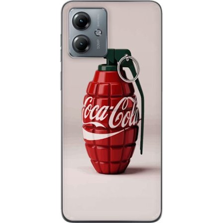Kompatibelt Mobildeksel til Motorola Motorola Moto G14 Kunstnerisk illustrasjon av Coca Cola granateple i rødt og grønt, pop art inspirert motiv med