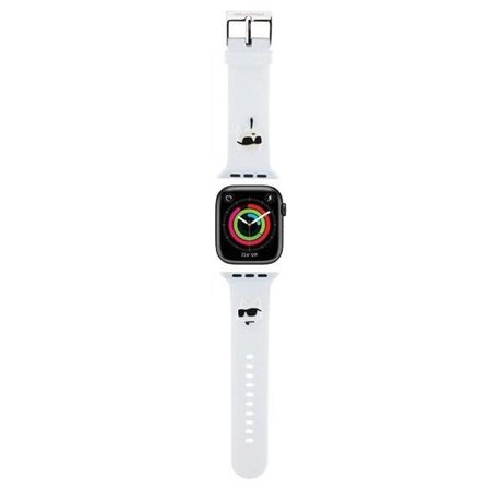 Karl Lagerfeld 3D-gummi Karl&Choupette Heads armband till Apple klocka 38/40/41mm - vit