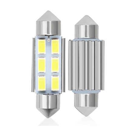 4 stk. C5w LED 36mm 5630 SMD 6 LED Pære Kuppel Festoon C5w LED DC 12V Hvid Bil KLB